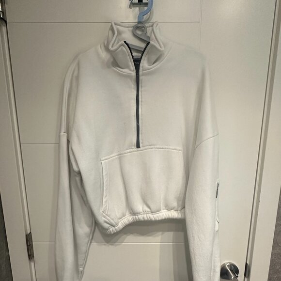 Pretty Little Thing White Contrast Half Zip Hoodie - Picture 1 of 4